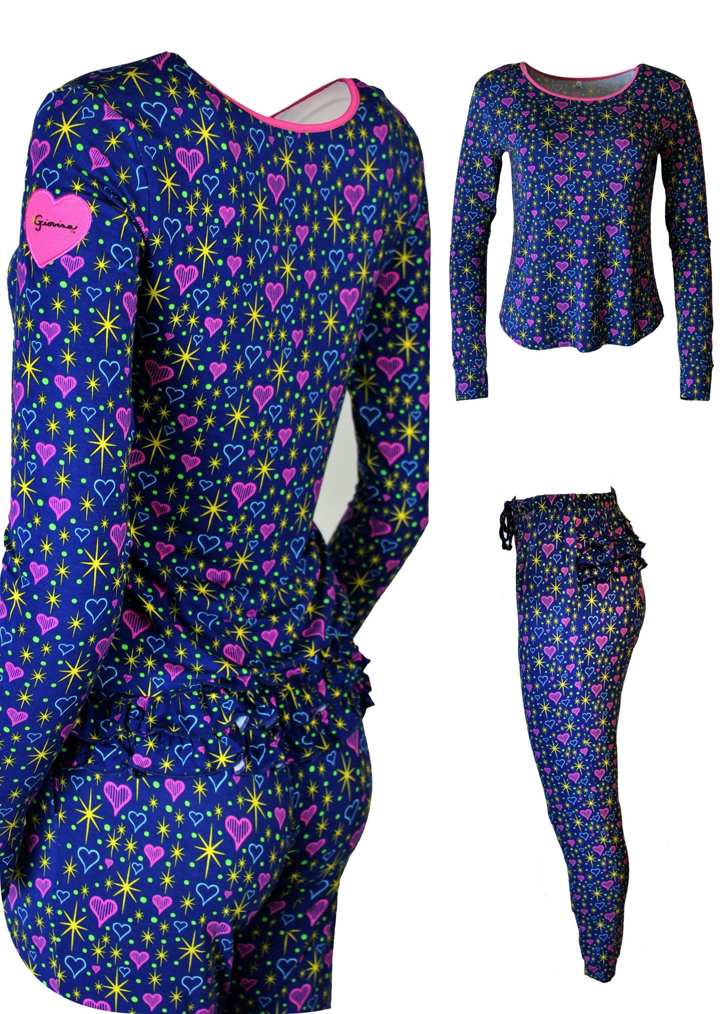 Giovina "Lead with your Heart" Women's Long Sleeve Pajama Set: XS-XXL